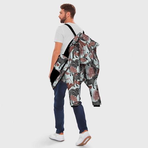 Мужская зимняя куртка 3D Зебры в пальмах, цвет черный - фото 5