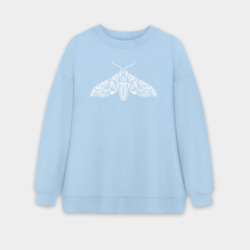 Женский свитшот oversize без начеса хлопок Мотылёк белый
