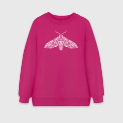 Женский свитшот oversize без начеса хлопок Мотылёк белый