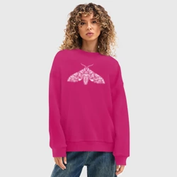 Женский свитшот oversize без начеса хлопок Мотылёк белый - фото 2