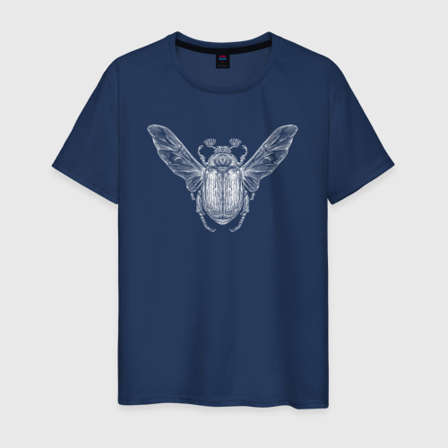 Мужская футболка из хлопка с принтом Майский жук летит, вид спереди №1