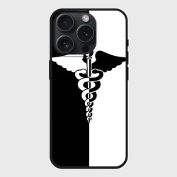 Чехол силиконовый для Apple iPhone 15 Pro матовый Кадуцей - жезл Гермеса