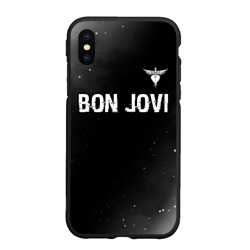Чехол для iPhone XS Max матовый Bon Jovi glitch на темном фоне посередине