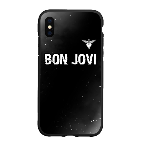 Чехол для iPhone XS Max матовый Bon Jovi glitch на темном фоне посередине