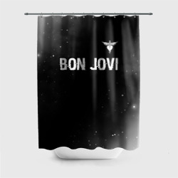 Штора 3D для ванной Bon Jovi glitch на темном фоне посередине