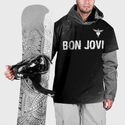 Накидка на куртку 3D Bon Jovi glitch на темном фоне посередине