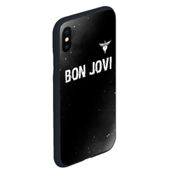 Чехол для iPhone XS Max матовый Bon Jovi glitch на темном фоне посередине - фото 2