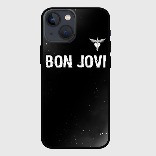 Чехол для iPhone 13 mini Bon Jovi glitch на темном фоне посередине