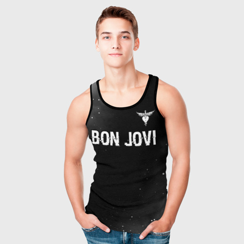 Мужская майка 3D Bon Jovi glitch на темном фоне посередине, цвет 3D печать - фото 5