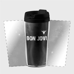 Термокружка-непроливайка Bon Jovi glitch на темном фоне посередине - фото 2