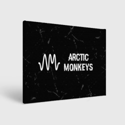 Холст прямоугольный Arctic Monkeys glitch на темном фоне по-горизонтали