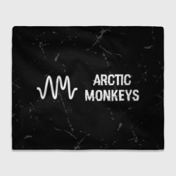 Плед 3D Arctic Monkeys glitch на темном фоне по-горизонтали