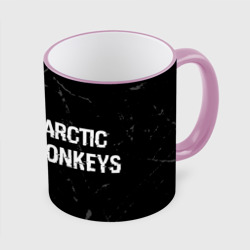 Кружка с полной запечаткой Arctic Monkeys glitch на темном фоне по-горизонтали