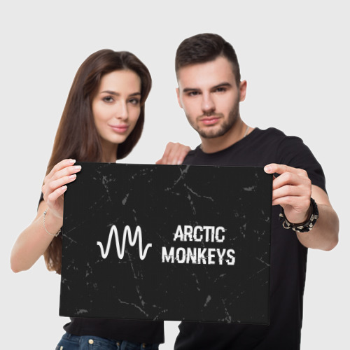 Холст прямоугольный Arctic Monkeys glitch на темном фоне по-горизонтали, цвет 3D печать - фото 5