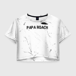 Женская футболка Crop-top 3D Papa Roach glitch на светлом фоне посередине