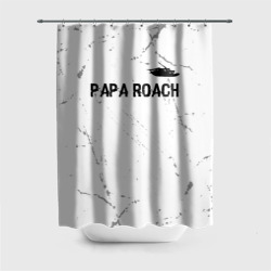 Штора 3D для ванной Papa Roach glitch на светлом фоне посередине