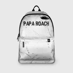 Рюкзак с принтом Papa Roach glitch на светлом фоне посередине для любого человека, вид спереди №3. Цвет основы: белый