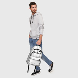 Рюкзак с принтом Papa Roach glitch на светлом фоне посередине для любого человека, вид спереди №5. Цвет основы: белый