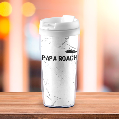 Термокружка-непроливайка Papa Roach glitch на светлом фоне посередине - фото 3