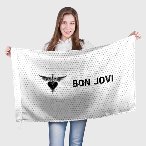 Флаг 3D Bon Jovi glitch на светлом фоне по-горизонтали