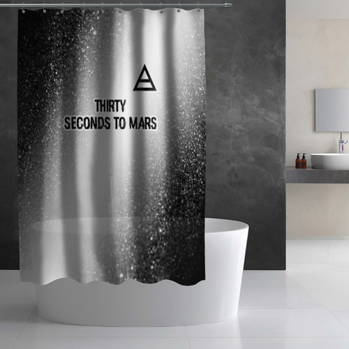 Штора 3D для ванной Thirty Seconds to Mars glitch на светлом фоне посередине - фото 3