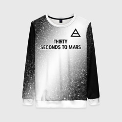 Женский свитшот 3D Thirty Seconds to Mars glitch на светлом фоне посередине