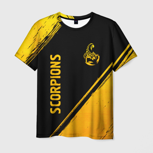 Мужская футболка 3D Scorpions - gold gradient вертикально, цвет 3D печать