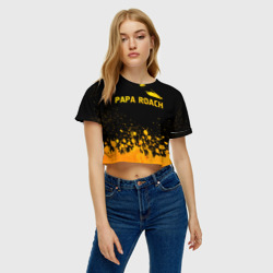 Женская футболка Crop-top 3D Papa Roach - gold gradient посередине - фото 2