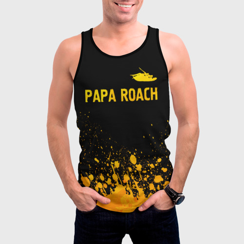 Мужская майка 3D Papa Roach - gold gradient посередине, цвет 3D печать - фото 3