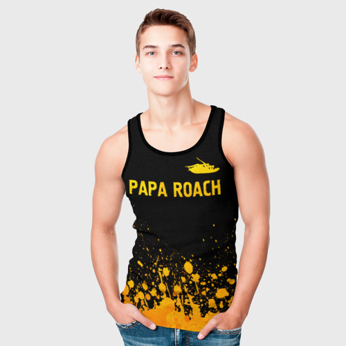 Мужская майка 3D Papa Roach - gold gradient посередине, цвет 3D печать - фото 5