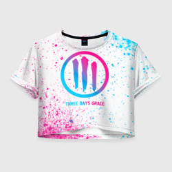 Женская футболка Crop-top 3D Three Days Grace neon gradient style