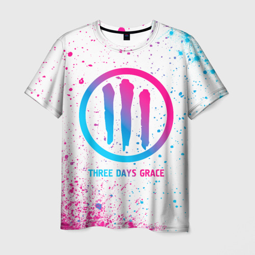 Мужская футболка 3D Three Days Grace neon gradient style, цвет 3D печать