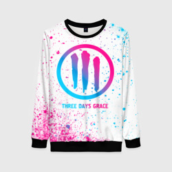 Женский свитшот 3D Three Days Grace neon gradient style