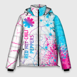 Мужская зимняя куртка 3D Red Hot Chili Peppers neon gradient style по-вертикали