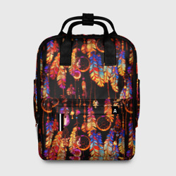 Женский рюкзак 3D Ловцы снов с яркими перьями