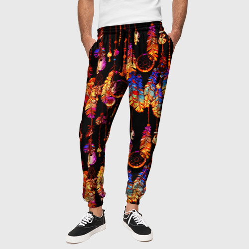 Мужские брюки 3D Ловцы снов с яркими перьями, цвет 3D печать - фото 4