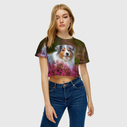 Женская футболка Crop-top 3D Аусси в цветах - фото 2