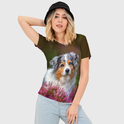 Женская футболка 3D Slim Аусси в цветах - фото 2