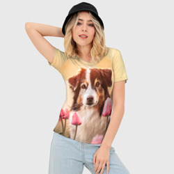 Женская футболка 3D Slim Аусси в тюльпанах - фото 2