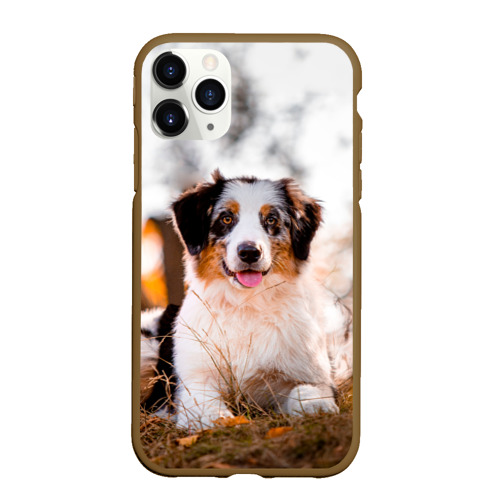 Чехол для iPhone 11 Pro Max матовый Аусси щенок, цвет коричневый