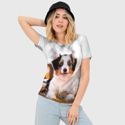 Женская футболка 3D Slim Аусси щенок - фото 2