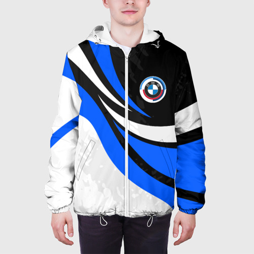 Мужская куртка 3D BMW - синяя абстракция, цвет 3D печать - фото 4