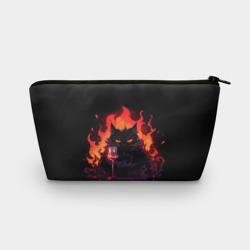 Косметичка 3D Кот Бегемот с вином