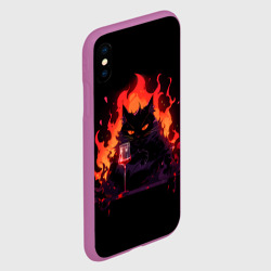 Чехол для iPhone XS Max матовый Кот Бегемот с вином - фото 2