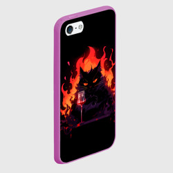 Чехол для iPhone 5/5S матовый Кот Бегемот с вином - фото 2