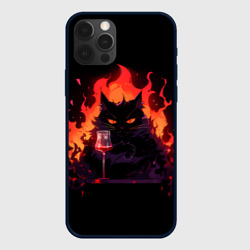 Чехол для iPhone 12 Pro Кот Бегемот с вином