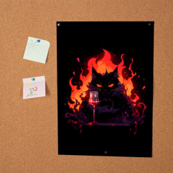 Постер Кот Бегемот с вином - фото 2