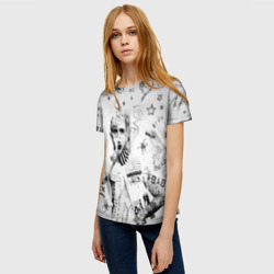 Женская футболка 3D Лил Пип на сером фоне - фото 2