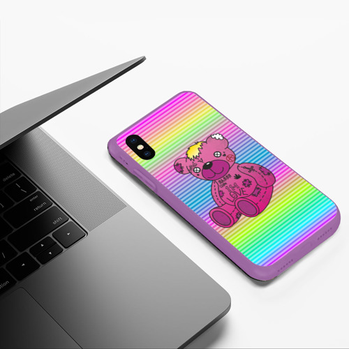 Чехол для iPhone XS Max матовый Медвежонок Лил Пип, цвет фиолетовый - фото 5