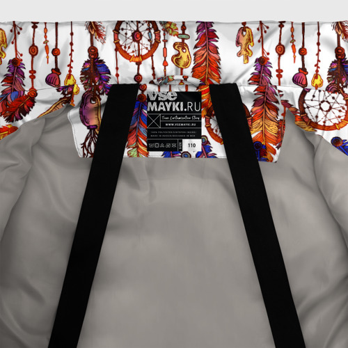 Зимняя куртка для девочек 3D Ловцы снов этническое искусство, цвет светло-серый - фото 7